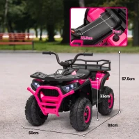 AIYAPLAY 12V Kids Electric Ride on ATV, Battery-Powered Quad Bike w/ Spring Suspension, Forward Backward, Storage Basket, Pink(m-3)