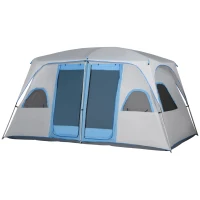 Outsunny Tenda da Campeggio 4 Persone Impermeabile con 2 Stanze e Finestre a Rete, 400x275x210 cm, Grigia(m-10)