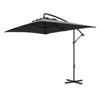 Outsunny Parasol déporté parasol rectangulaire extérieur manivelle et 6 baleines acier protection UV dim. 294L x 193l x 250H cm(m-1)