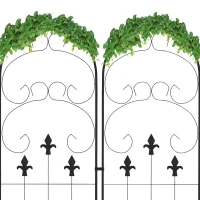 Outsunny Juego de 2 Enrejados de Jardín Soportes para Enredaderas de Acero para Flores Plantas en Patio 45x150 cm Negro(m-7)