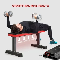 SPORTNOW Panca Piana per Pesi e Addominali in Acciaio con Cuscino e Capacità 300kg, 106x26x48cm, Nero(m-4)