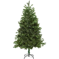HOMCOM Árbol de Navidad Ø105x210 cm Artificial con 934 Ramas PE Tridente y PVC Individual y Base Plegable Árbol Navideño Decorativo Exteriores Interiores Verde(m-10)