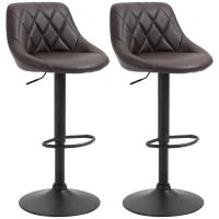 HOMCOM Set 2 Sgabelli da Bar Regolabili con Schienale e Poggiapiedi, Base in Metallo e Seduta in Similpelle, 46x48x83-104 cm, Marrone e Nero(m-1)