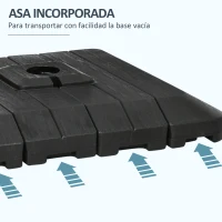 Outsunny Pesos para Base de Sombrilla en Cruz  4 Piezas Rellenables con 100 kg Agua o 135 kg Arena 98x98x18,5 cm Negro(m-6)