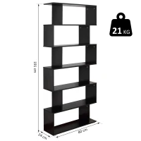 HOMCOM Bibliothèque étagère zig zag design contemporain 80L x 24l x 191H cm 6 niveaux noir(m-3)