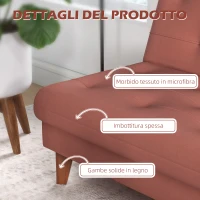 HOMCOM Divano Letto 3 Posti con Schienale Regolabile a 3 Livelli in Microfibra, 185x85x84cm, Arancione(m-7)