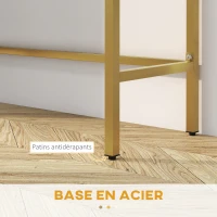 HOMCOM Table console console meuble avec 2 tiroirs base en acier avec pieds antidérapants 80 x 31,5 x 75 cm blanc(m-6)