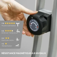 SPORTNOW Vélo d'appartement pliant, vélo de fitness, 8 niveaux de résistance magnétique, selle réglable, écran LCD, acier gris(m-5)