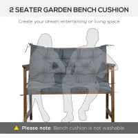 Outsunny 2 Seater Bench Cushion, Garden Chair Cushion with Back and Ties for Indoor and Outdoor Use, 98 x 100 cm, Dark Grey(m-7)