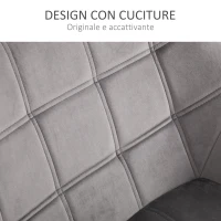 HOMCOM Poltroncina Stile Nordico in Legno ed Effetto Velluto Grigio per Soggiorno o Ufficio, 67x61.5x71 cm(m-5)