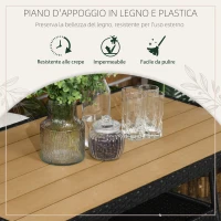 Outsunny Set da Giardino con Tavolo e 4 Sedie da Esterno in Acciaio e Rattan PE, Nero(m-5)