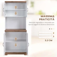 HOMCOM Dispensa Cucina in MDF con Armadietto Superiore e Inferiore a 2 Ante e Piano di Lavoro, 72x40x178 cm(m-5)