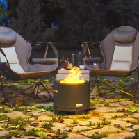 Outsunny Smokeless Steel Fire Pit, with Poker - Grey(m-9)