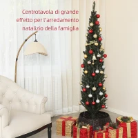 HOMCOM Albero di Natale Slim Alto 195 cm Salvaspazio con 390 Rami con Base in Acciaio per Interni, Verde(m-4)