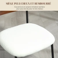 HOMCOM Lot de 2 chaises de salle à manger avec assise effet bouclette, dossier courbé effet bois, intérieur, crème(m-4)