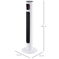 HOMCOM Ventilatore a Torre 45W a 3 Modalità e 3 Velocità con Timer da 12h, in ABS, Ø32 x 96A cm, Nero e Bianco(m-3)