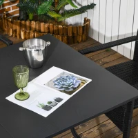 Outsunny Set da Giardino 7 Pezzi in Rattan PE con Tavolo da Pranzo 150x90x72 cm e 6 Sedie 58x62x87 cm con Cuscini(m-9)