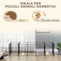 PawHut Gabbia per Porcellini d'India, Recinto per piccoli animali, 18 pz con Porta 175x70x45cm, Nero(m-4)
