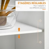 HOMCOM Desserte îlot de cuisine - 2 portes, 2 tiroirs, porte-torchon - poignées métal - MDF blanc hévéa(m-6)