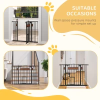 PawHut Pet Gate Safety Gate, with Cat Flap, Auto Close, for Staircases, Doorways, Hallways, 74-105cm Wide - Black(m-9)