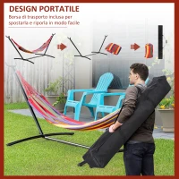 Outsunny Amaca da Giardino Autoportante con Struttura in Acciaio e Cotone Multicolor, Custodia Inclusa(m-7)