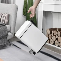 HOMCOM Poubelle à pédale de salle de bain 5 L métal blanc(m-8)