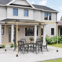 Outsunny Pergola Kit, DIY Pergola Brackets with 3-Way Pergola Corner Brackets and Post Base for 4" x 4" (Actual 3.6" x 3.6") Lumber, 8 PCS Includes Screws(m-2)