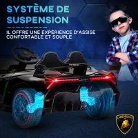 HOMCOM Voiture électrique licence Lamborghini Veneno 12V pour enfants avec portes papillon télécommande musique noir(m-7)