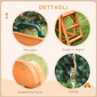 Outsunny Set con Scivolo, Altalena da Giardino e Scaletta a Corda in Legno per Bambini Età 3-8 Anni(m-6)