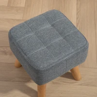 HOMCOM Linen-Look Square Padded Footstool - Grey(m-8)