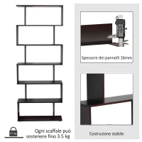 HOMCOM Libreria di Design, Libreria a Parete Nera, 6 Ripiani Scomposti, Struttura a Zig-Zag, Moderna, Resistente, in Legno, per Salotto e Ufficio, 80x24x191cm, Nero(m-7)
