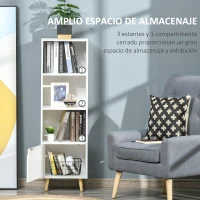 HOMCOM Estantería para Libros con 3 Estantes Abiertos Cajón Librería Moderno para Almacenamiento Juguetes 40x30x129,5 cm Blanco(m-4)