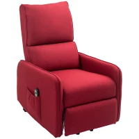 HOMCOM Poltrona Alzapersona Elettrica Reclinabile con Telecomando e Tasca in Tessuto, Rosso(m-10)