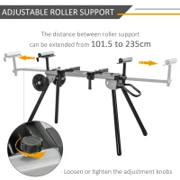 DURHAND Mitre Saw Stand with Extensions, Sawhorse for Cutting Logs, Foldable with Wheels Max Load 150 Kg, Black and Grey(m-4)