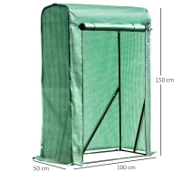 Outsunny Outdoor PE Greenhouse Steel Frame Plant Cover with Zipper 100L x 50W x 150HCM - Green(m-3)