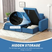 HOMCOM 4 Seater Sofa Bed, Pull Out Sofa Bed with Storage for Living Room, Cobalt Blue(m-5)