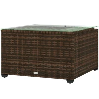 Outsunny 62 x 62cm Glass-Top Rattan Side Table - Brown(m-11)