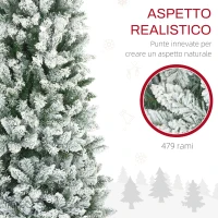 HOMCOM Albero di Natale 182.88cm con 479 Rami Innevati, Design Alto e Stretto con Base Pieghevole, Verde(m-5)