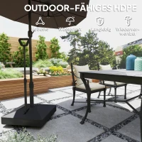 Outsunny Stojak do parasoli ogrodowych, podstawa parasolowa z regulowanymi kółkami, napełniana wodą i piaskiem, plastik, Czarny(m-6)