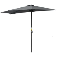 Outsunny 3(m) Half Parasol Semi Round Umbrella Patio Metal Frame Crank Handle for Balcony-- NO BASE INCLUDED, Grey(m-12)