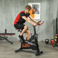 SPORTNOW Quiet Stationary Exercise Bike with Adjustable Resistance, Seat, Black(m-2)