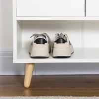 HOMCOM Mobile Scarpiera Salvaspazio in Legno Bianco con Ripiano Aperto, Armadio Scarpiera di Design per Ingresso, 60x30x92cm(m-9)