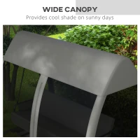 Outsunny Three-Seater Convertible Swing Chair/Bed, with Curtained Canopy - Grey(m-6)