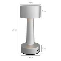 HOMCOM Cordless Table Lamp, Touch LED Desk Lamp with Rechargeable Battery, 3 Colour, for Bedroom Living Room, Silver(m-3)