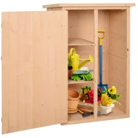 Outsunny Wooden Small Shed, Garden Storage Shed with Shelves and Bolt Latch, 75L x 56W x115H cm, Natural(m-11)
