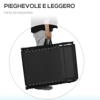 Outsunny Lettino Prendisole in Acciaio e Tessuto Traspirante con Schienale Reclinabile, 189x58x30 cm, Nero(m-6)