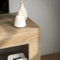 HOMCOM Meuble TV 2 portes pour téléviseurs jusqu'à 60 pouces, meuble télé avec placard et étagère ouverte, effet bois naturel(m-8)
