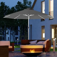 Outsunny 3m Parasol, with Solar-Powered LED Lights - Grey(m-2)