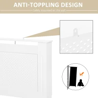 HOMCOM Wooden Radiator Cover Heating Cabinet Modern Home Furniture Grill Style White Painted (Large)(m-6)