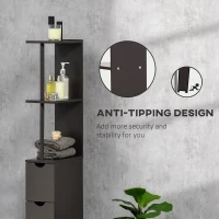 HOMCOM Tall Bathroom Cabinet, Freestanding Bathroom Storage Cabinet with 2-Tier Shelf and Drawers, Narrow Cupboard Storage Unit, Brown(m-6)